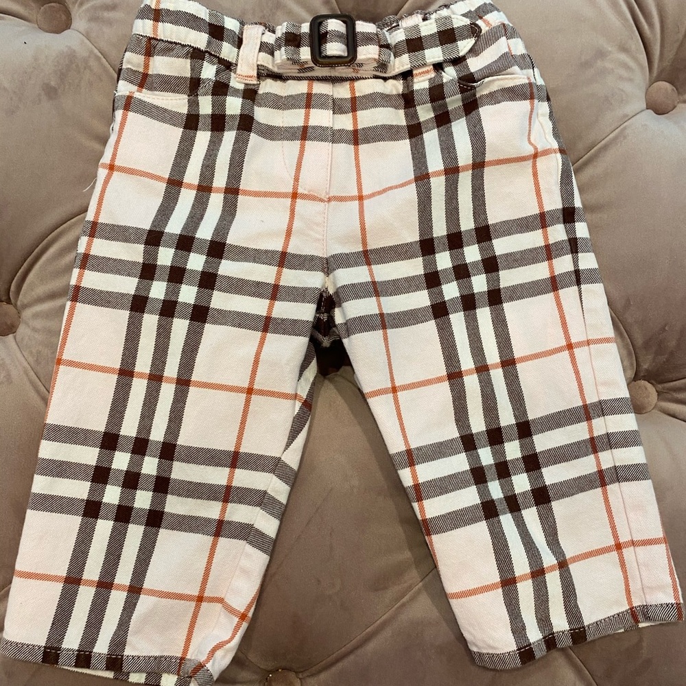 Burberry Baby Girl pink plaid Pants size 9m